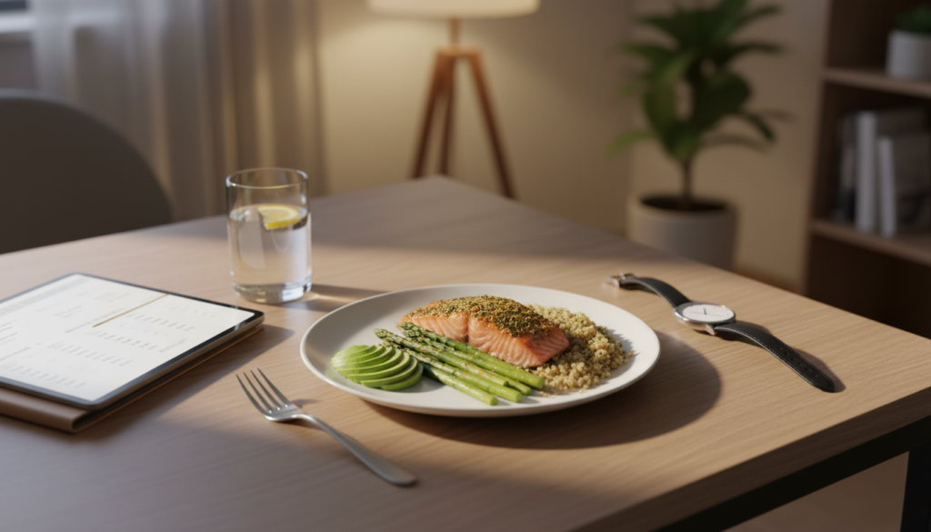 Cena saludable relacionada con el reloj biológico y el metabolismo